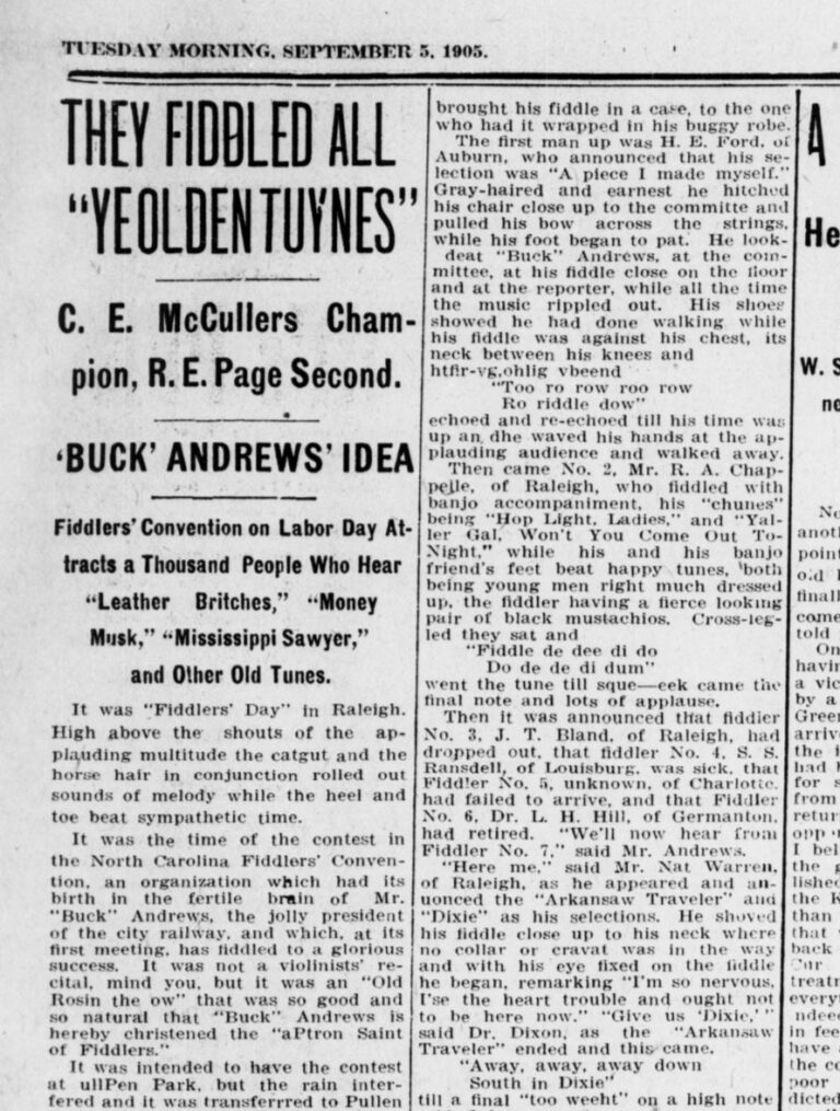 1905 Raleigh Fiddle Convention Recap